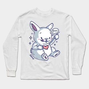 Bunny rabbit patching up the heart saying DIY Long Sleeve T-Shirt